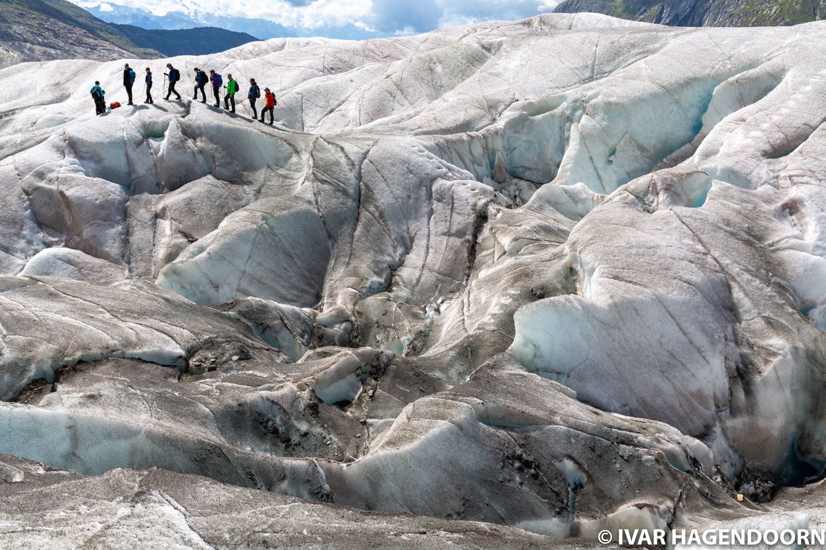 Hikers on the Aletschgletscher